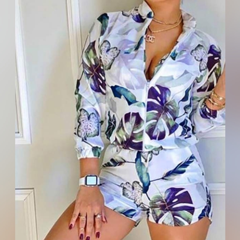 DOUBLE THE TROUBLE FLORAL PRINT MID ZIPPER ROMPER